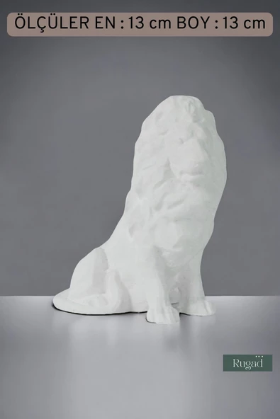 Rugad Biblo Dekoratif Heykel Aslan Biblosu Beyaz Model 36 - Resim 3