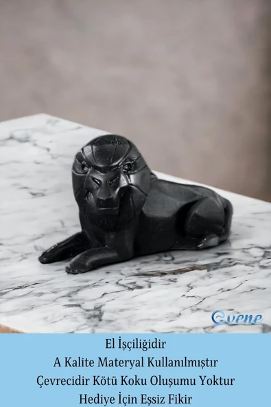 Evene Biblo Dekoratif Obje Heykel Aslan Biblo Dekoratif Süs Eşyası Siyah Model 37 - Resim 4