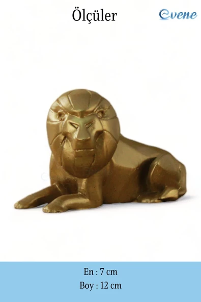 Evene Biblo Dekoratif Obje Heykel Aslan Biblo Dekoratif Süs Eşyası Altın Renk Model 37 - Resim 3