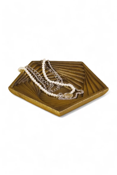 Evene Şekerlik Sunumluk Drajelik Dekoratif Tabak Altın Eskitme Renk Model 9 ürün görseli 1