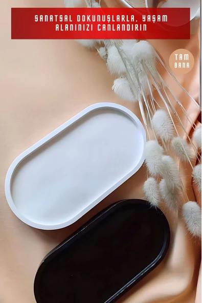 tambana Sunumluk Takı Tabağı Dekoratif Tepsi Obje Seti 2 Parça Model 1009 - Resim 2