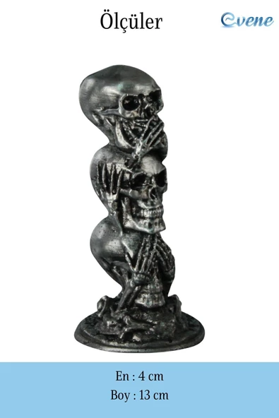 Evene Biblo Dekoratif Obje Heykel Üç Maymun Biblo Dekoratif Süs Eşyası Gümüş Eskitme Renk Model 29 - Resim 3