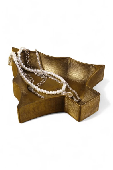 Evene Takı Organizer Makyaj Düzenleyici Kozmetik Organizer Dekoratif Tabak Altın Eskitme Renk Model 12 ürün görseli 1