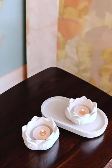 tambana Beyaz Sunumluk Takı Tabağı Dekoratif Tepsi Obje Seti 3 Parça Model 1010 ürün görseli