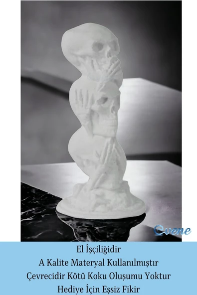 Evene Biblo Dekoratif Obje Heykel Üç Maymun Biblo Dekoratif Süs Eşyası Beyaz Model 29 - Resim 4