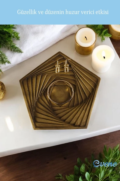 Evene Şekerlik Sunumluk Drajelik Dekoratif Tabak Altın Eskitme Renk Model 9 - Resim 6