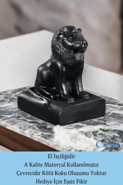 Evene Biblo Dekoratif Obje Heykel Aslan Biblo Dekoratif Süs Eşyası Siyah Model 35 - Resim 4