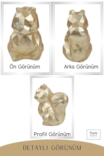 Stein Kohle Dekoratif Sincap Biblo Heykel El Yapımı Sevimli Hediyelik Süs Eşyası Poly Model Tasarım Ürünü - Resim 5