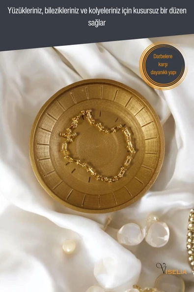 Viselia Takı Tabağı Takı Organizeri Takı Makyaj Kozmetik Düzenleyici Altın Renk Model 5 - Resim 5