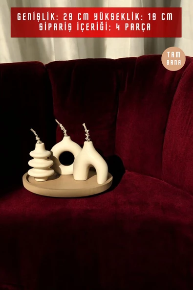 tambana Sunumluk Takı Tabağı Dekoratif Tepsi Obje Seti 4 Parça Model 1044 - Resim 3