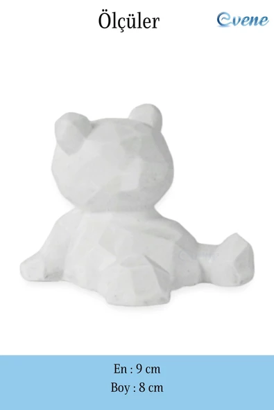 Evene Biblo Dekoratif Obje Heykel Ayı Biblo Dekoratif Süs Eşyası Beyaz Model 39 - Resim 3