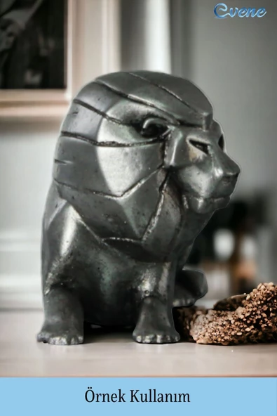 Evene Biblo Dekoratif Obje Heykel Aslan Biblo Dekoratif Süs Eşyası Gümüş Eskitme Renk Model 37 - Resim 2