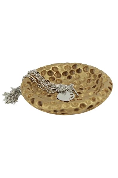 Evene Dekoratif Kase Altın Renk Takı Kutusu Yüzük Kolye Kutusu Mum Tabağı Takı Organizer Baloncuklu Model