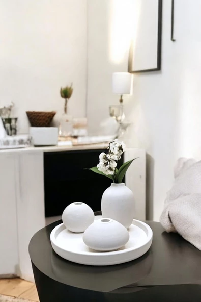 tambana Beyaz Sunumluk Takı Tabağı Dekoratif Tepsi Obje Seti 4 Parça Model 1043 ürün görseli 1