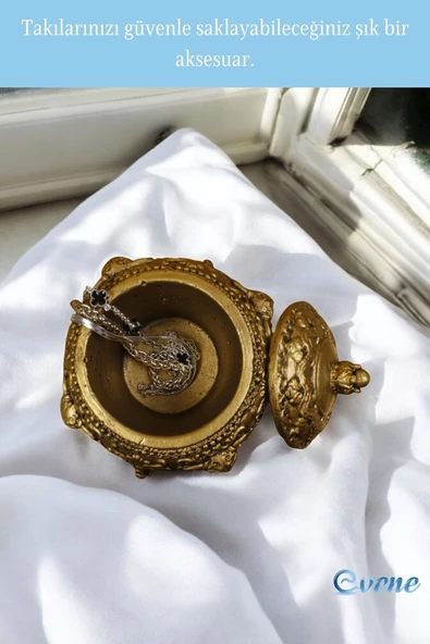 Evene Takı Düzenleyici Takı Organizeri Makyaj Kutusu Mücevher Kutusu Altın Eskitme Renk Model 1 - Resim 3