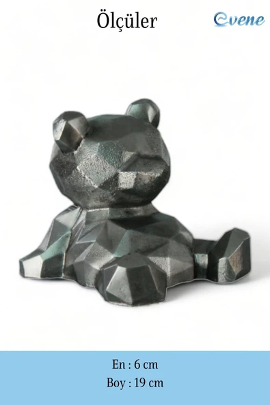 Evene Biblo Dekoratif Obje Heykel Ayı Biblo Dekoratif Süs Eşyası Gümüş Eskitme Renk Model 39 - Resim 3