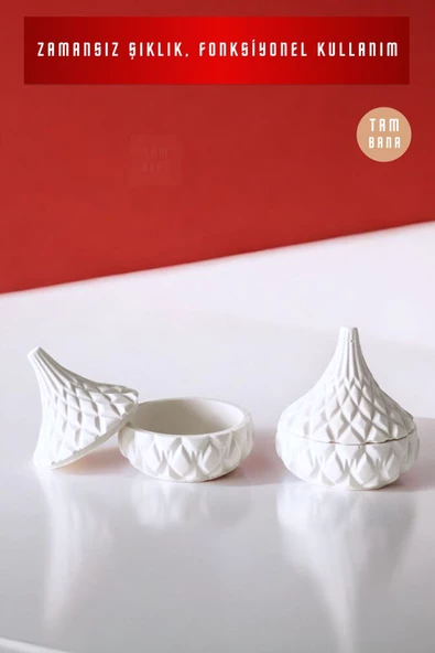 tambana El Yapımı Dekoratif Kutu Kapaklı Takı Kutusu Beyaz Model 17 - Resim 4