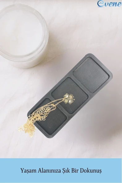 Evene Dekoratif Kase Siyah Renk Takı Kutusu Yüzük Kolye Kutusu Mum Tabağı Takı Organizer Üçlü Model - 3