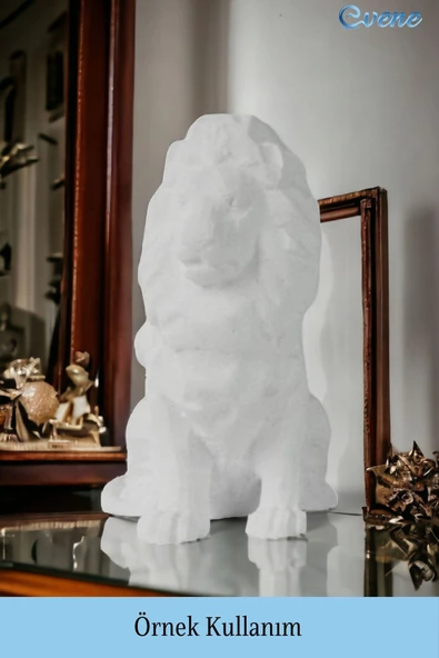 Evene Biblo Dekoratif Obje Heykel Aslan Biblo Dekoratif Süs Eşyası Beyaz Model 36 - Resim 2