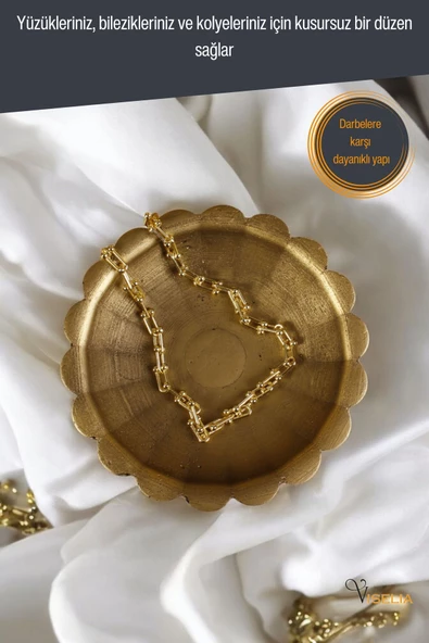 Viselia Takı Tabağı Takı Organizeri Takı Makyaj Kozmetik Düzenleyici Altın Eskitme Renk Model 8 - Resim 5