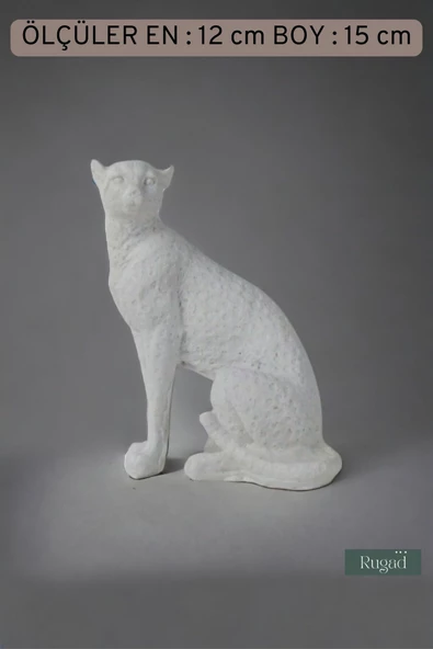 Rugad Biblo Dekoratif Heykel Leopar Biblosu Beyaz Model 33 - Resim 3