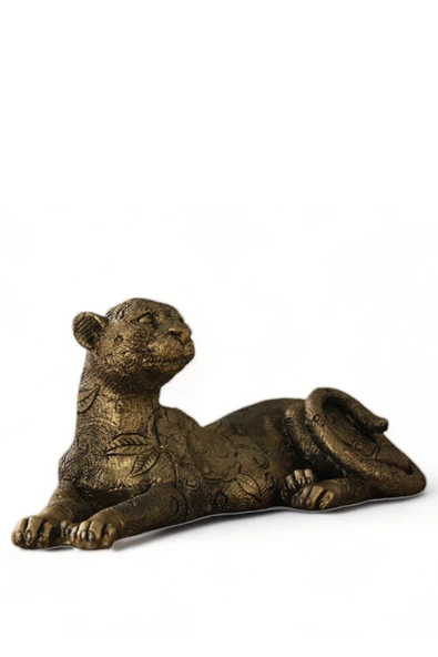 Evene Biblo Dekoratif Obje Heykel Leopar Biblo Dekoratif Süs Eşyası Altın Eskitme Renk Model 38 ürün görseli 1