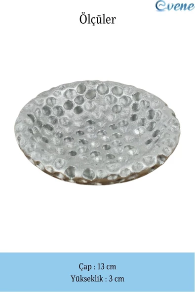 Evene Dekoratif Kase Gümüş Renk Takı Kutusu Yüzük Kolye Kutusu Mum Tabağı Takı Organizer Baloncuklu Model - Resim 2