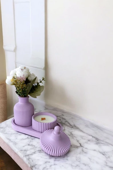 tambana Mor Sunumluk Takı Tabağı Dekoratif Tepsi Obje Seti 3 Parça Model 1001 ürün görseli