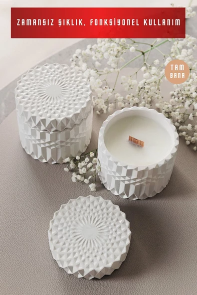 tambana El Yapımı Dekoratif Kutu Kapaklı Takı Kutusu Beyaz Model 8 - Resim 4