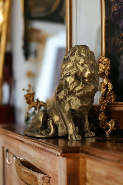 Rugad Biblo Dekoratif Heykel Aslan Biblosu Altın Eskitme Model 36 ürün görseli 1