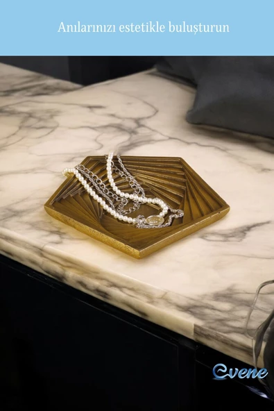Evene Şekerlik Sunumluk Drajelik Dekoratif Tabak Altın Eskitme Renk Model 9 - Resim 7