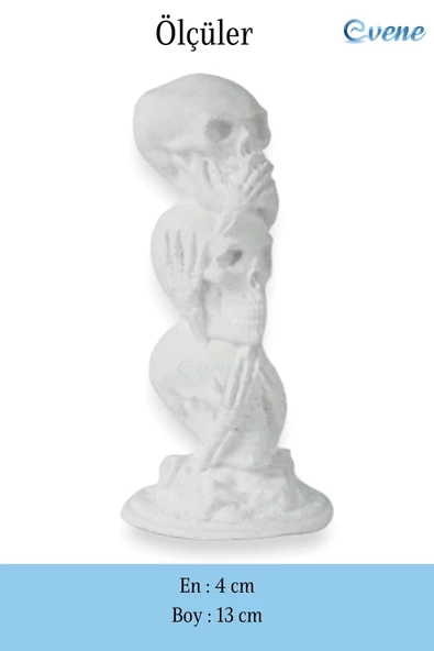 Evene Biblo Dekoratif Obje Heykel Üç Maymun Biblo Dekoratif Süs Eşyası Beyaz Model 29 - Resim 3