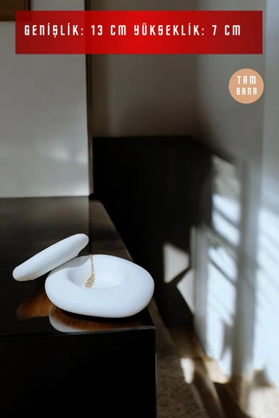 tambana El Yapımı Dekoratif Kutu Kapaklı Takı Kutusu Beyaz Model 2 - Resim 3