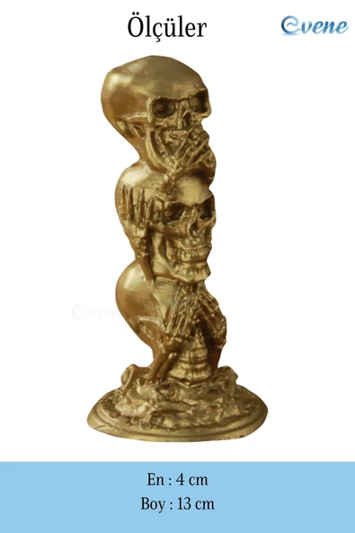 Evene Biblo Dekoratif Obje Heykel Üç Maymun Biblo Dekoratif Süs Eşyası Altın Renk Model 29 - Resim 3