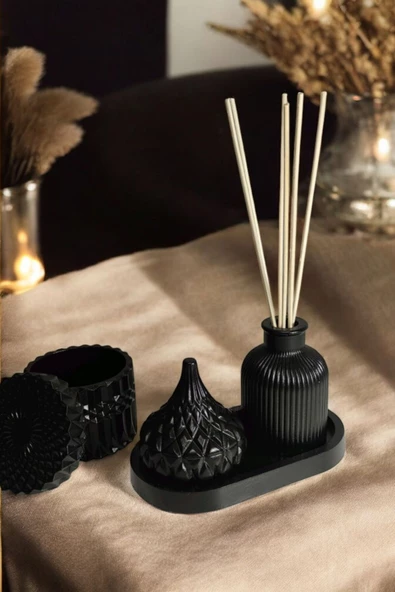 tambana Siyah Sunumluk Takı Tabağı Dekoratif Tepsi Obje Seti 4 Parça Model 1030 ürün görseli 1