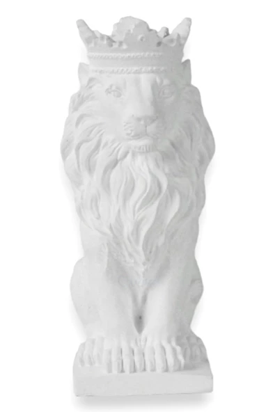 Evene Biblo Dekoratif Obje Heykel Taçlı Aslan Biblo Dekoratif Süs Eşyası Beyaz Model 34 ürün görseli 1
