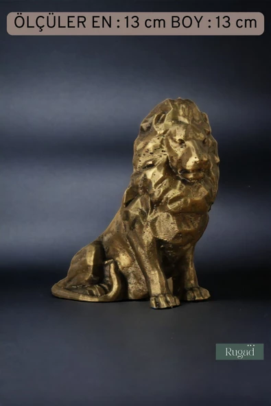 Rugad Biblo Dekoratif Heykel Aslan Biblosu Altın Eskitme Model 36 - Resim 3