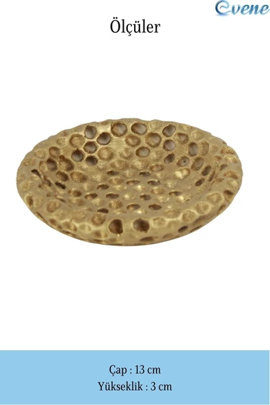 Evene Dekoratif Kase Altın Renk Takı Kutusu Yüzük Kolye Kutusu Mum Tabağı Takı Organizer Baloncuklu Model - 2