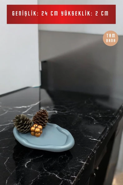 tambana Buz Mavi Sunumluk Takı Tabağı Dekoratif Tepsi Obje Ev Dekorasyon Model 18 - Resim 3