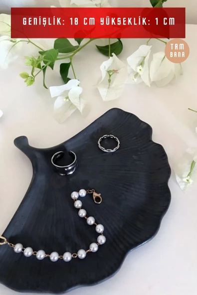 tambana Siyah Sunumluk Takı Tabağı Dekoratif Tepsi Obje Ev Dekorasyon Model 19 - Resim 3