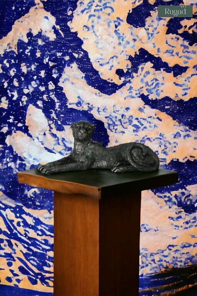 Rugad Biblo Dekoratif Heykel Leopar Biblosu Gümüş Eskitme Renk Model 38 - Resim 2