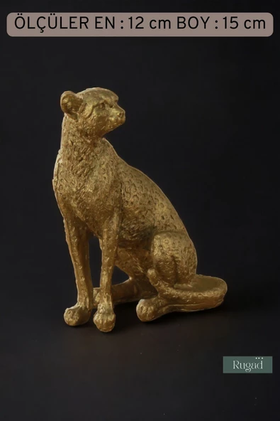 Rugad Biblo Dekoratif Heykel Leopar Biblosu Altın Renk Model 33 - Resim 3