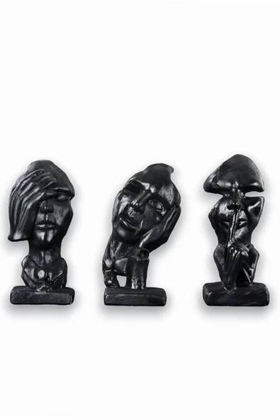Evene Biblo Dekoratif Obje Heykel Üç Maymun Biblo Dekoratif Süs Eşyası Siyah Model 31 ürün görseli 1