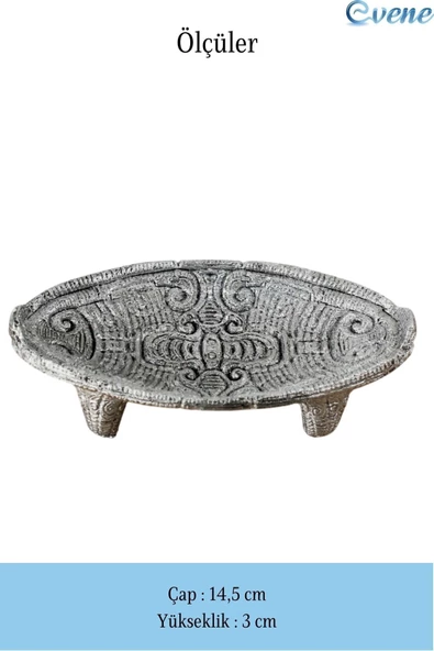 Evene Dekoratif Kase Gümüş Eskitme Renk Takı Kutusu Yüzük Kolye Kutusu Mum Tabağı Takı Organizer Model 7 - 2