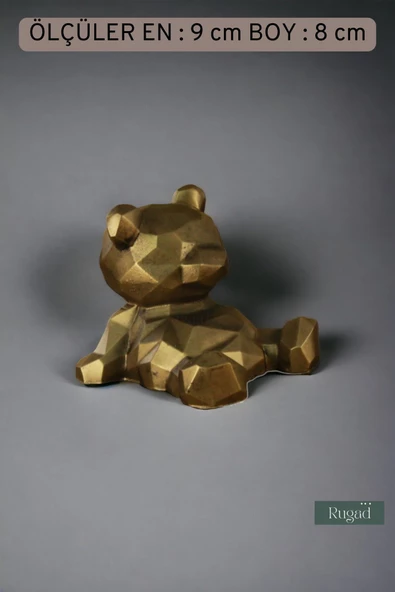 Rugad Biblo Dekoratif Heykel Ayı Biblosu Altın Eskitme Renk Model 39 - Resim 3