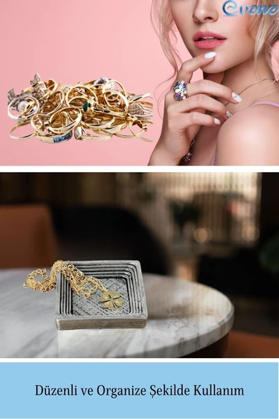 Evene Dekoratif Kase Gümüş Eskitme Renk Takı Kutusu Yüzük Kolye Kutusu Mum Tabağı Takı Organizer Model 4 - Resim 4