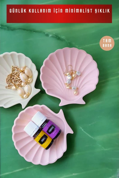 tambana Sunumluk Takı Tabağı Dekoratif Tepsi Obje Seti 3 Parça Model 25 - Resim 2