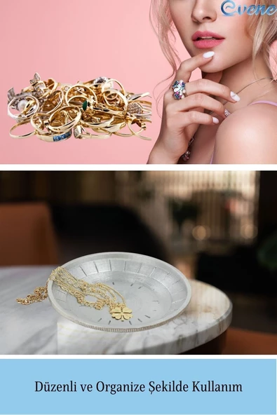 Evene Dekoratif Kase Gümüş Renk Takı Kutusu Yüzük Kolye Kutusu Mum Tabağı Takı Organizer Model 5 - 4