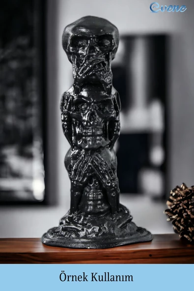 Evene Biblo Dekoratif Obje Heykel Üç Maymun Biblo Dekoratif Süs Eşyası Siyah Model 29 - Resim 2
