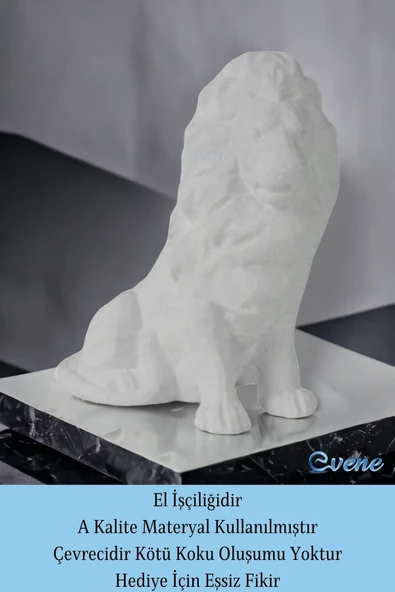 Evene Biblo Dekoratif Obje Heykel Aslan Biblo Dekoratif Süs Eşyası Beyaz Model 36 - Resim 4